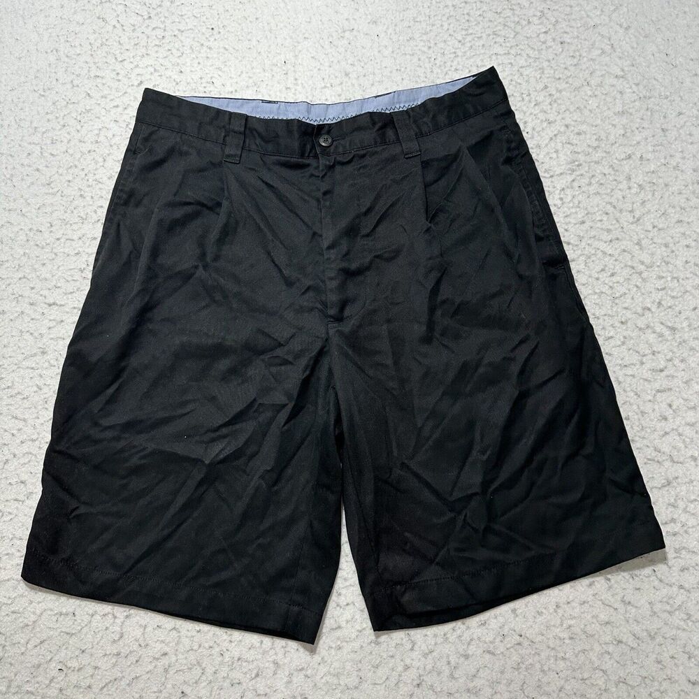 Montego Golf Men's 30 Pleated Chino Shorts Black 100% Polyester 9" Inseam